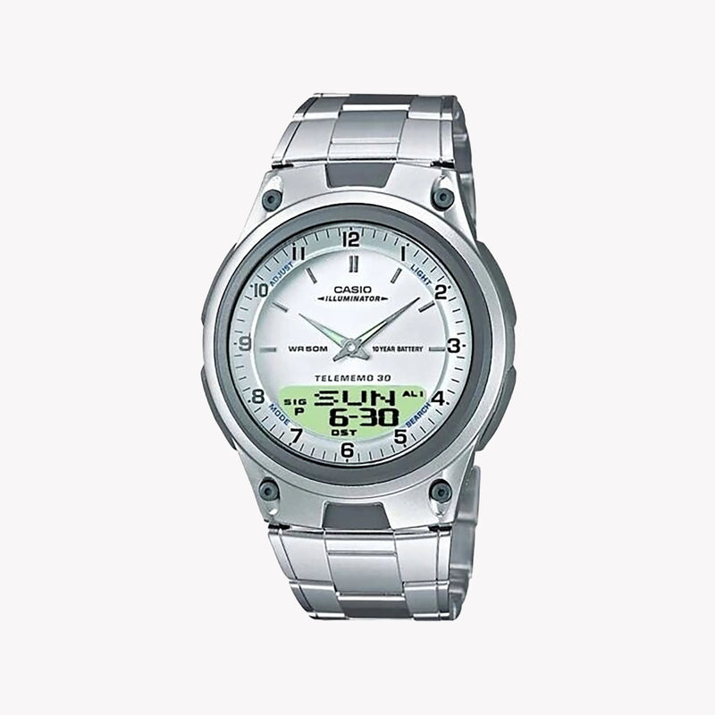 Casio Men's Silver Watch, Stainless Steel Bracelet | Aw-80d-7avcb by i-watch