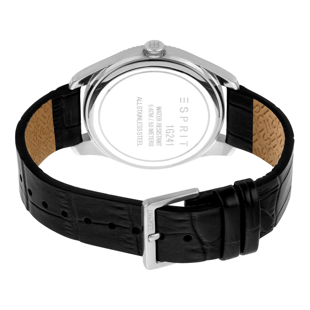 Esprit Men's Timeless Black Leather Watch - Stylish Stainless Steel & Classic Black Dial by i-watch