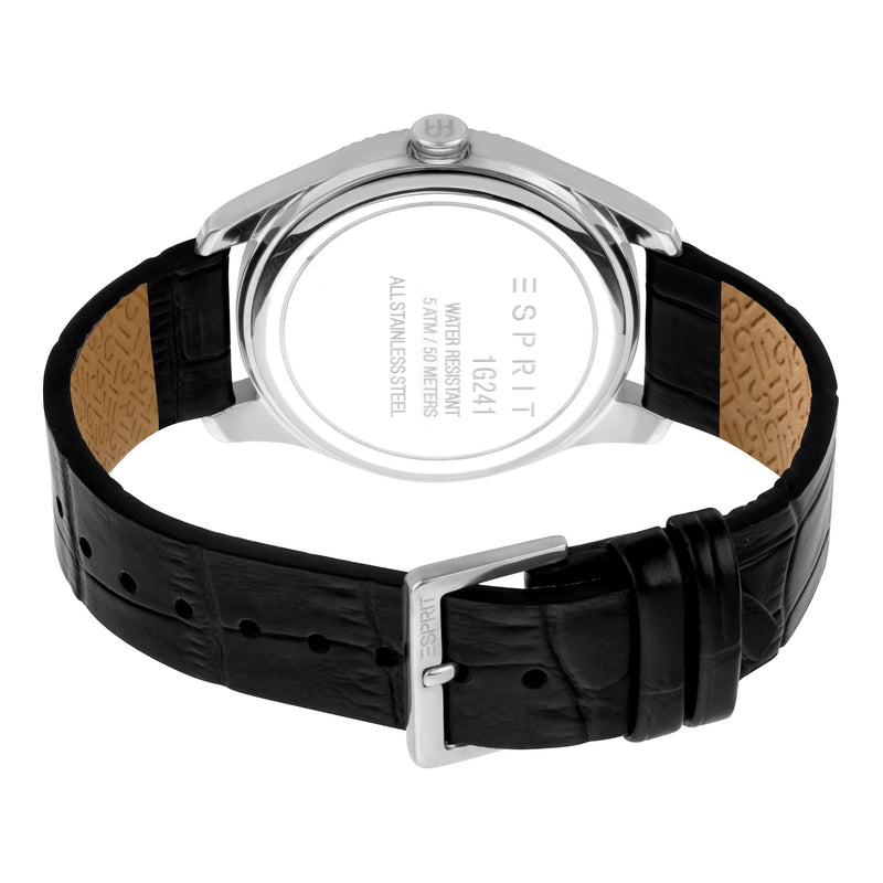 Esprit Men's Timeless Black Leather Watch - Stylish Stainless Steel & Classic Black Dial by i-watch