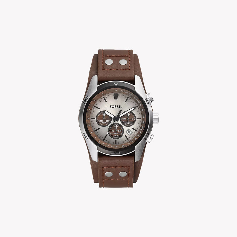 Fossil Men's Brown Leather Watch, Silver Case | Ch2565 by i-watch