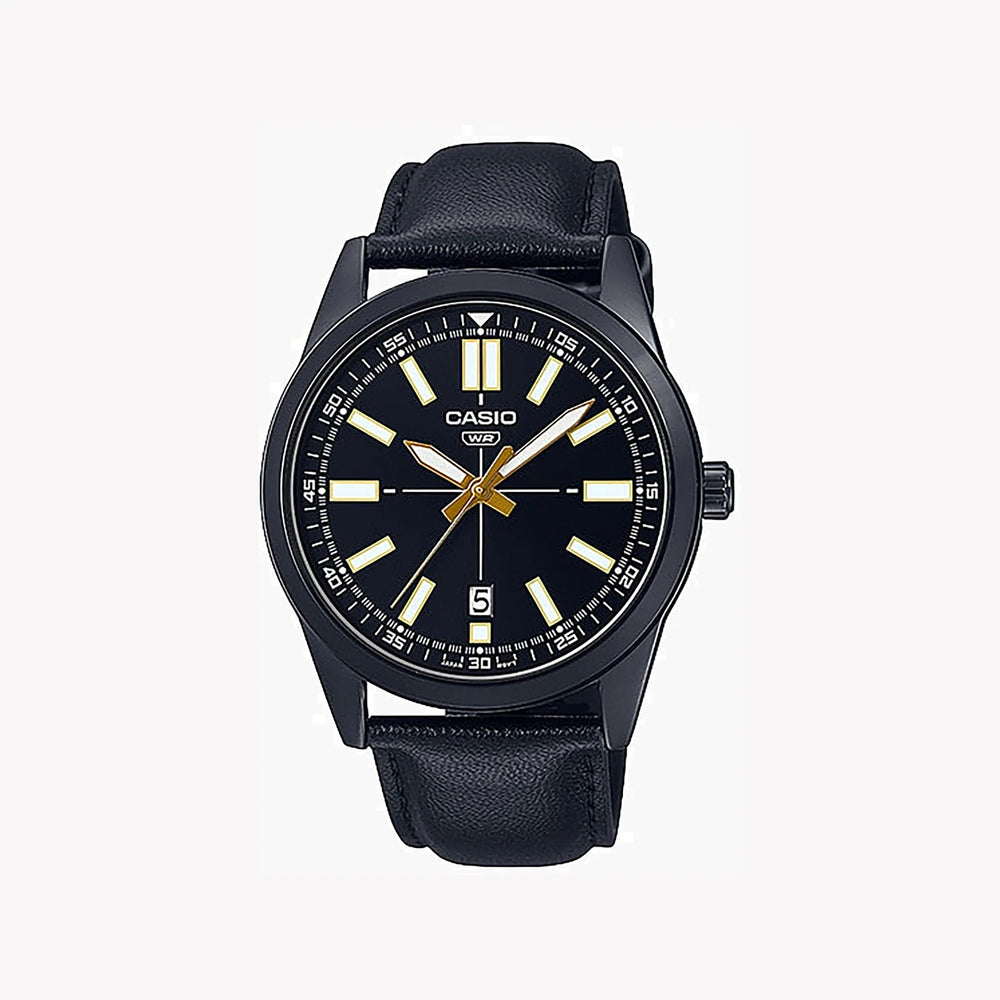 Casio Men's Black Stainless Steel Watch, Black Dial | Mtp-Vd02bl-1e by i-watch