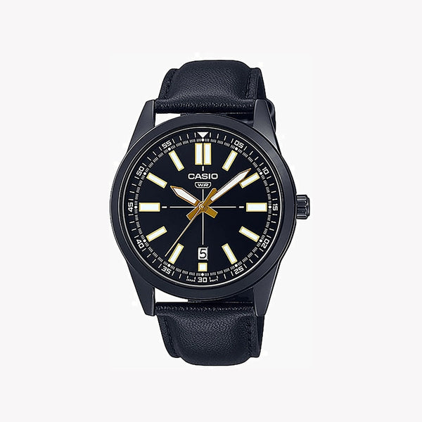 Casio Men's Black Stainless Steel Watch, Black Dial | Mtp-Vd02bl-1e by i-watch