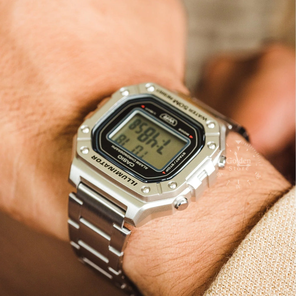 Casio Men's Silver Resin & Stainless Steel Watch, Digital | W-218hd-1av by i-watch