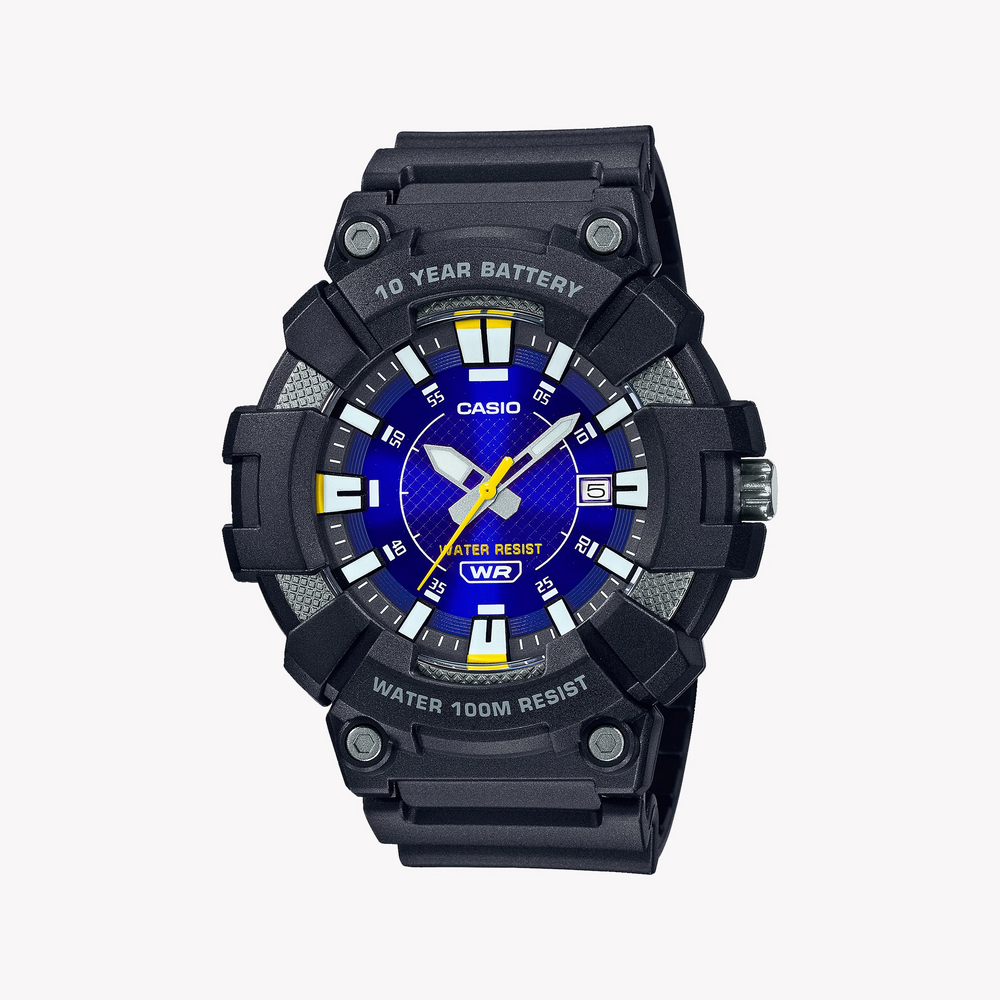 Casio Men's Black Resin Watch, Blue Dial | Mw-610h-2av by i-watch