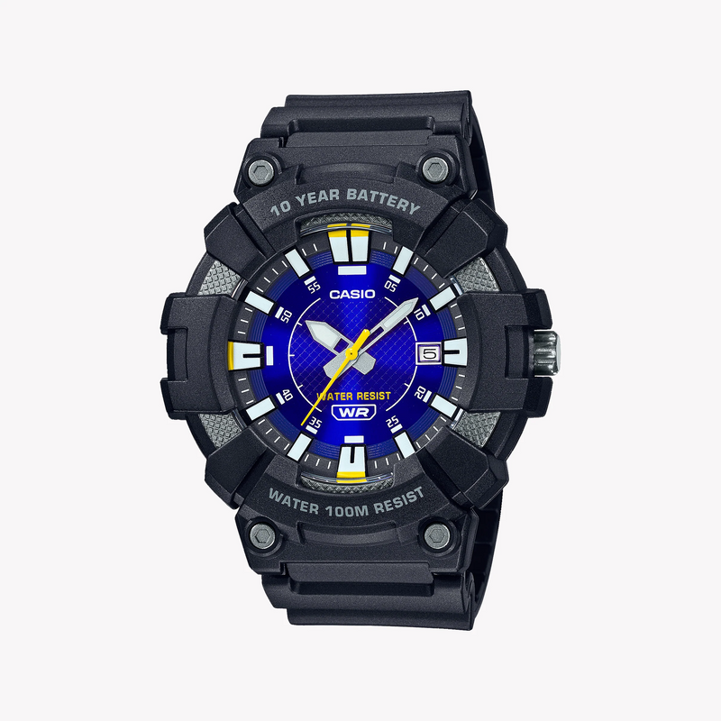 Casio Men's Black Resin Watch, Blue Dial | Mw-610h-2av by i-watch