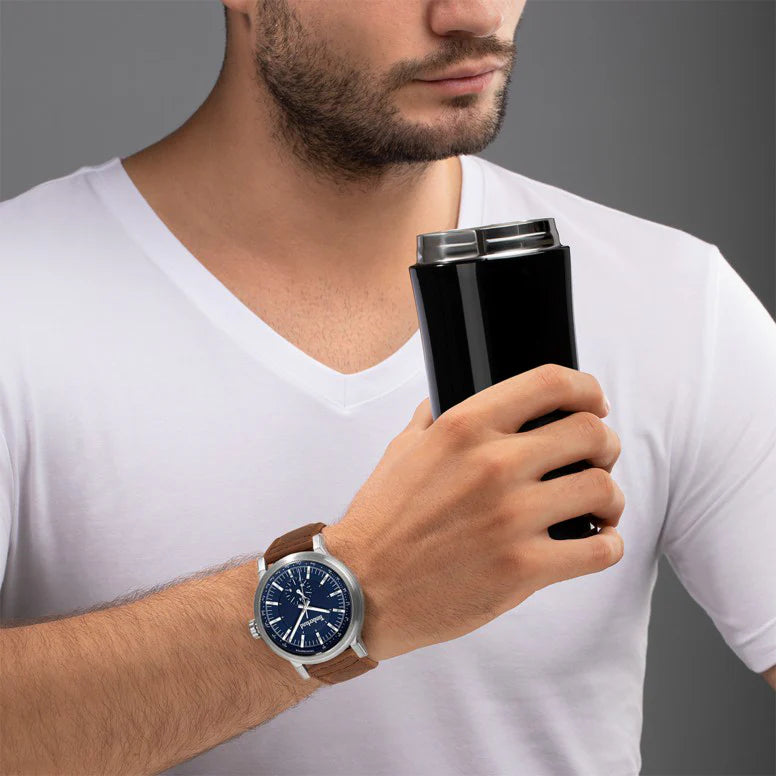Timberland Men's Brown Leather Watch, Blue Dial | Tdwgf2231001 by i-watch