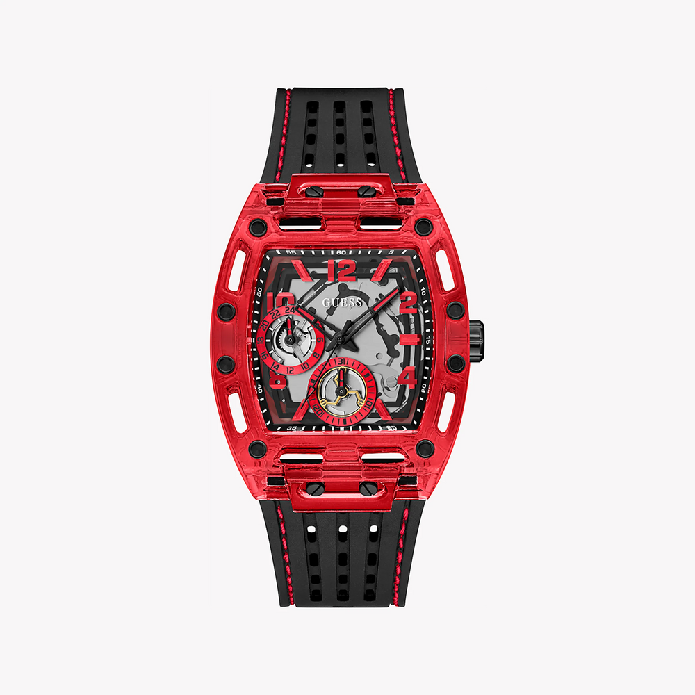 Guess Men's Red Silicone Watch, Black Band | Gw0499g4 by i-watch