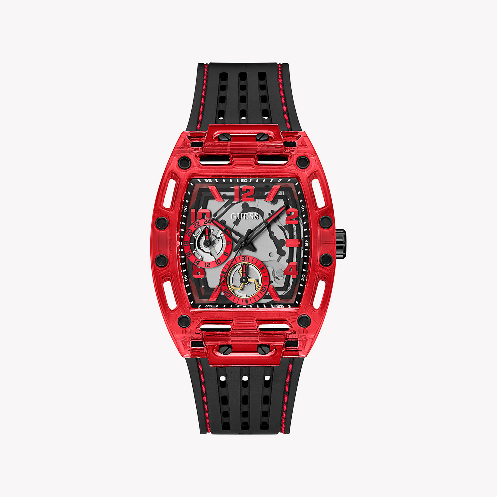 Guess Men's Red Silicone Watch, Black Band | Gw0499g4 by i-watch