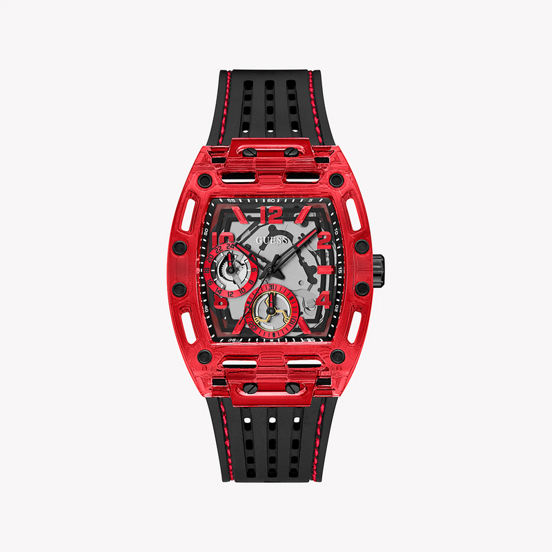 Guess Men's Red Silicone Watch, Black Band | Gw0499g4 by i-watch
