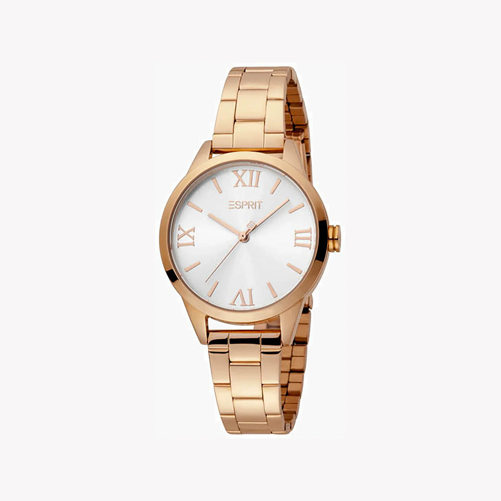 Esprit Women's Rose Gold Stainless Steel Watch, Silver Dial | Es1l170l0015 by i-watch