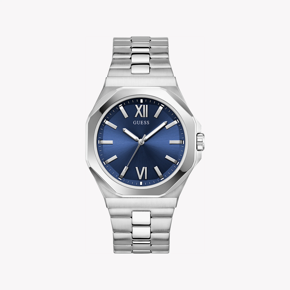 Guess Men's Silver Watch, Blue Dial | Gw0849g1 by i-watch