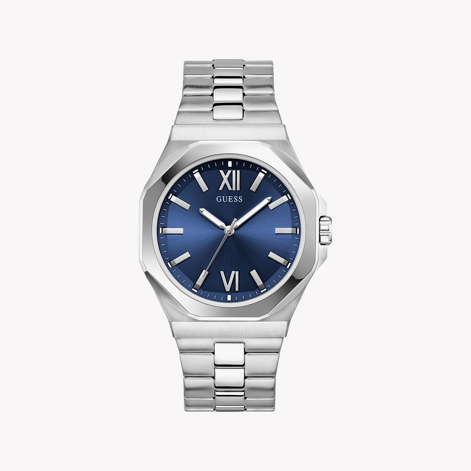 Guess Men's Silver Watch, Blue Dial | Gw0849g1 by i-watch