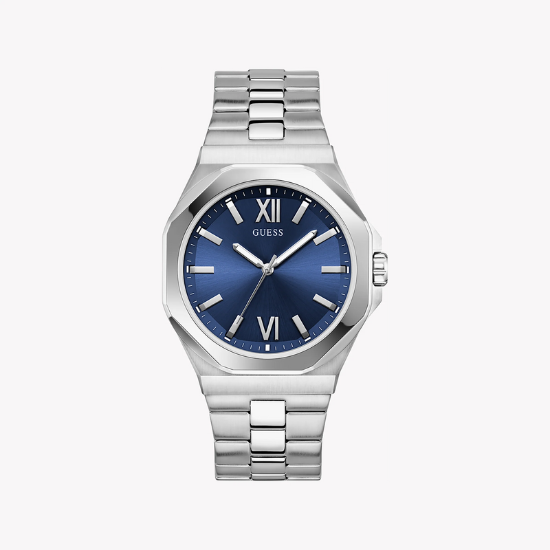 Guess Men's Silver Watch, Blue Dial | Gw0849g1 by i-watch