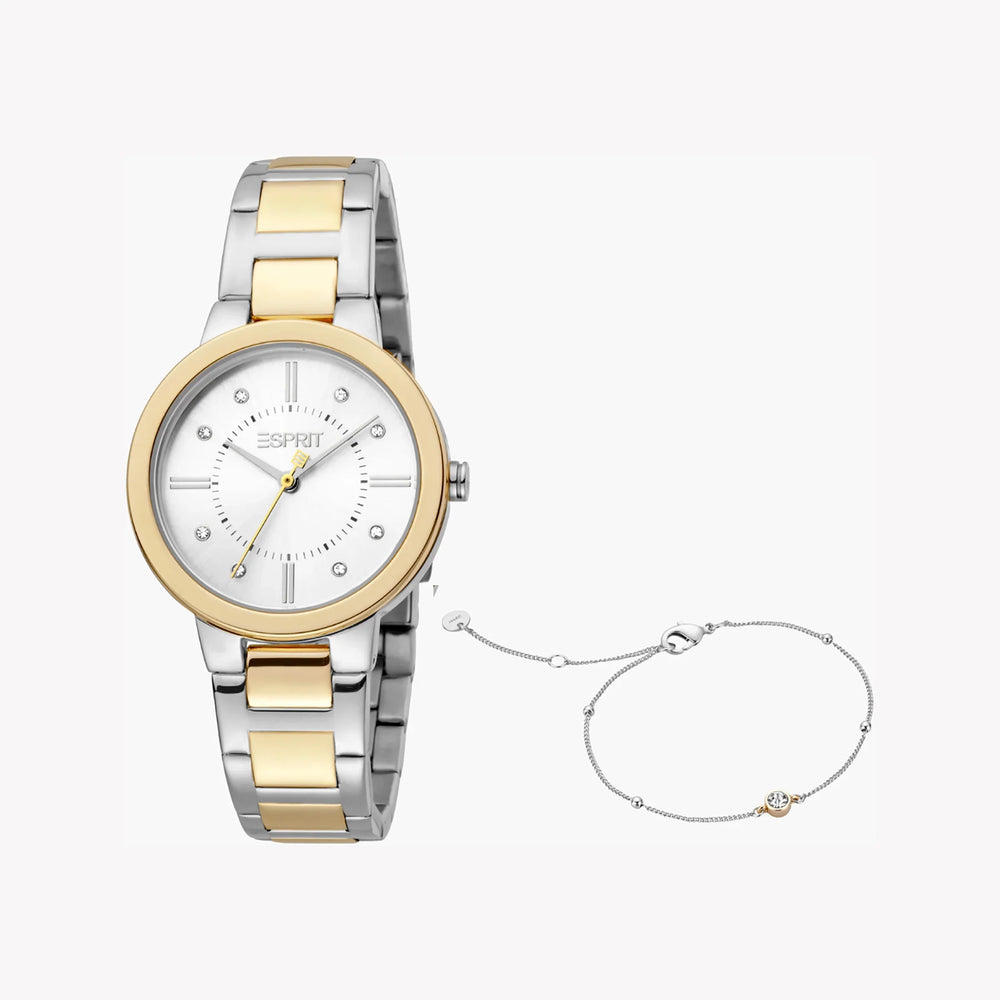 Esprit Women's Silver & Gold Stainless Steel Watch, Silver Dial | Es1l077m0035 by i-watch