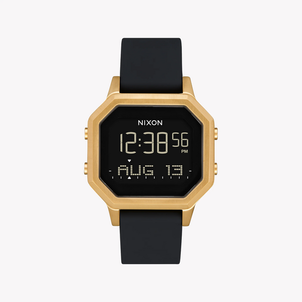 Nixon Men's Black Rubber & Gold Watch, Digital Dial | A1211-513 by i-watch