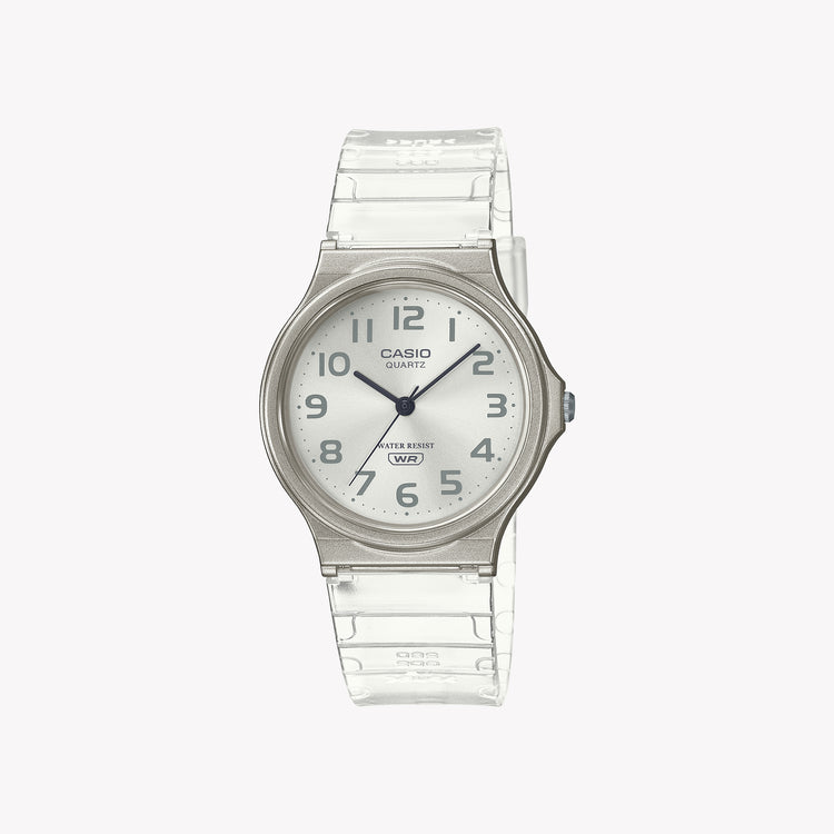 Casio Unisex Resin White Watch, Silver Dial | MQ-24S-7B