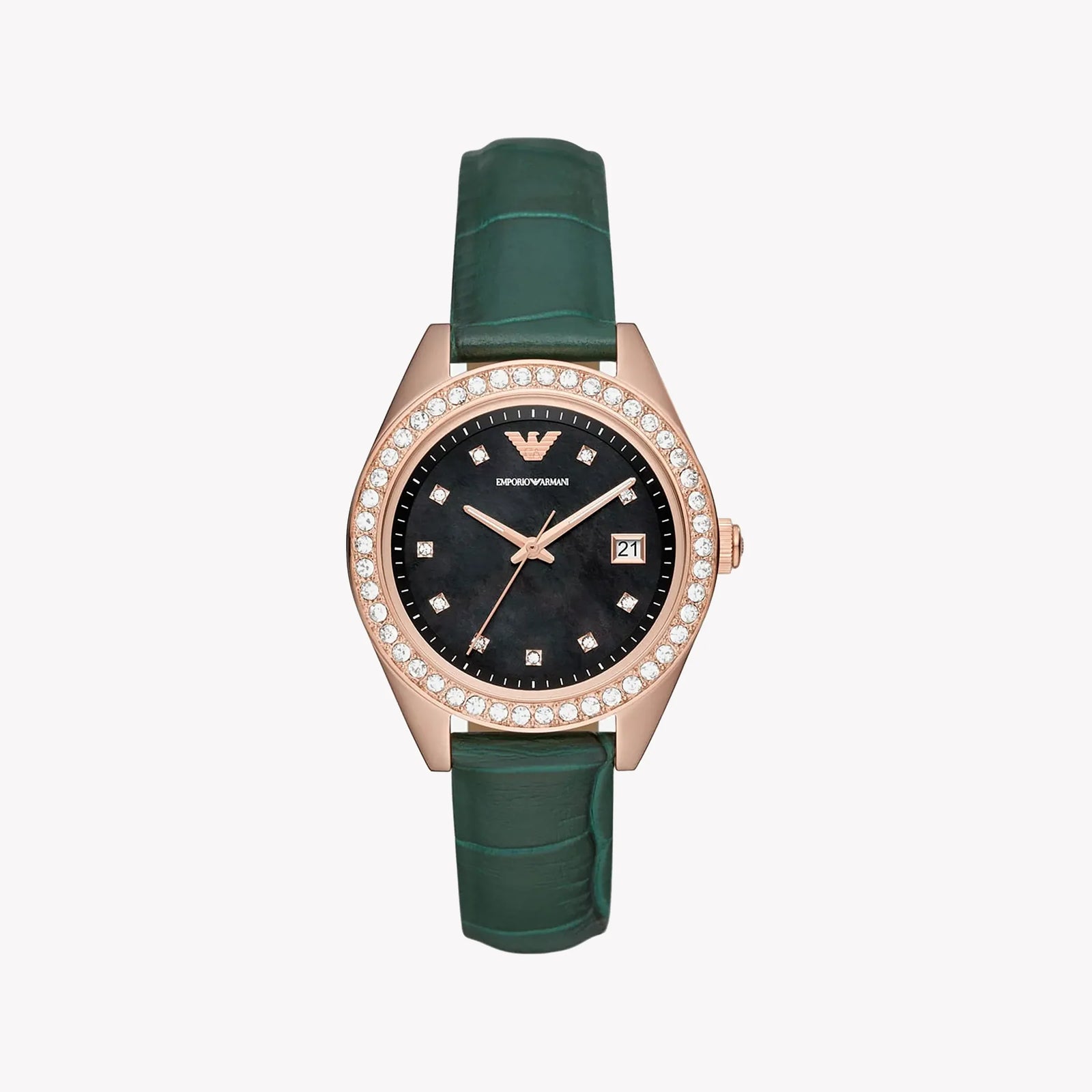 Emporio Armani Women's Rose Gold Watch, Black Dial | Ar11506 by i-watch