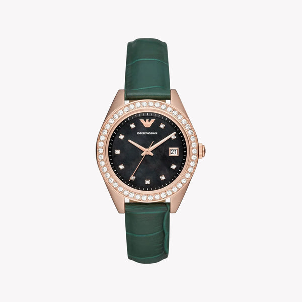 Emporio Armani Women's Rose Gold Watch, Black Dial | Ar11506 by i-watch