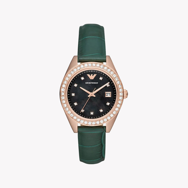 Emporio Armani Women's Rose Gold Watch, Black Dial | Ar11506 by i-watch