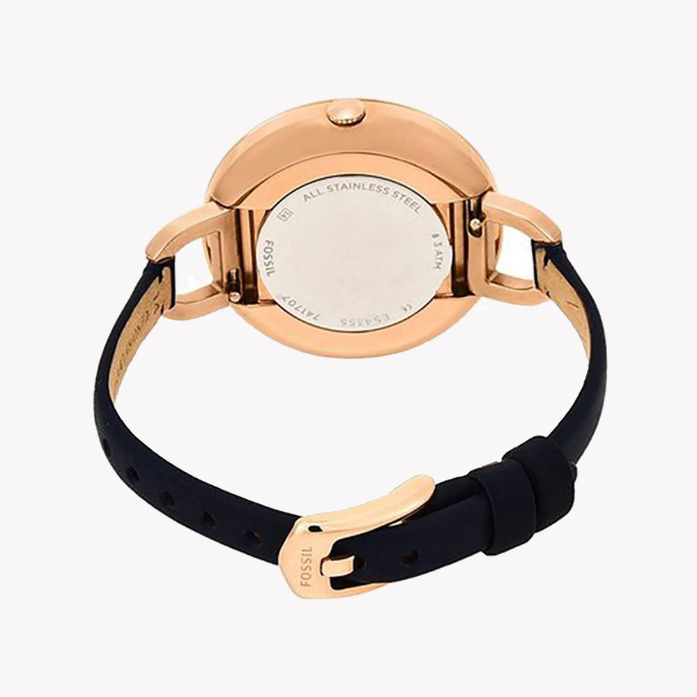 Fossil Women's Rose Gold Watch, Blue Leather Band | Es4355 by i-watch