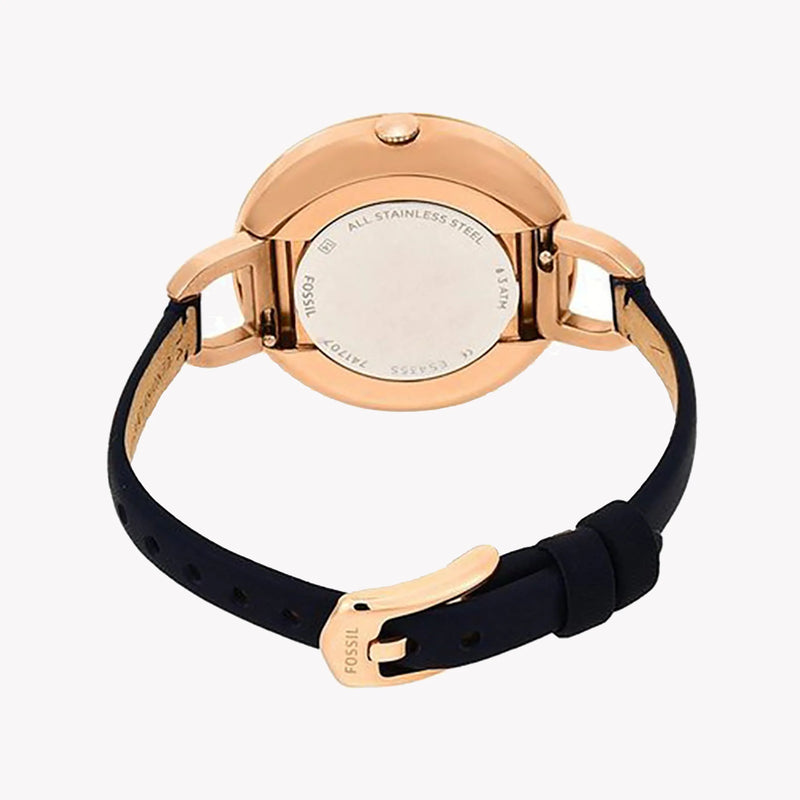 Fossil Women's Rose Gold Watch, Blue Leather Band | Es4355 by i-watch