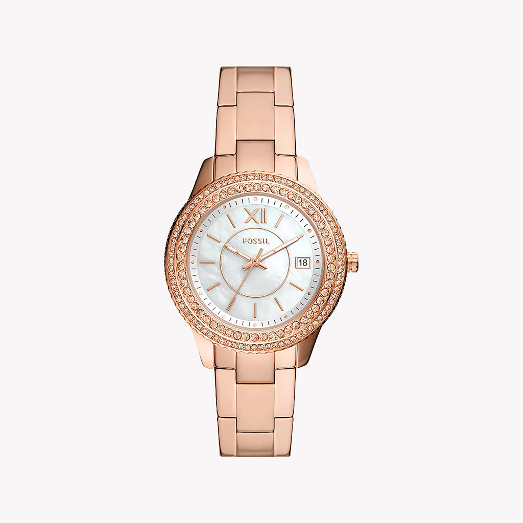 FOSSIL ES5131 ROSE GOLD ELEGANCE - TIMELESS WOMEN'S WATCH WITH CHIC WHITE DIAL