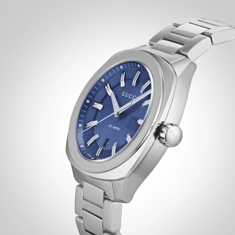 Gucci Men's Silver Stainless Steel, Blue Dial | Ya142303 by i-watch