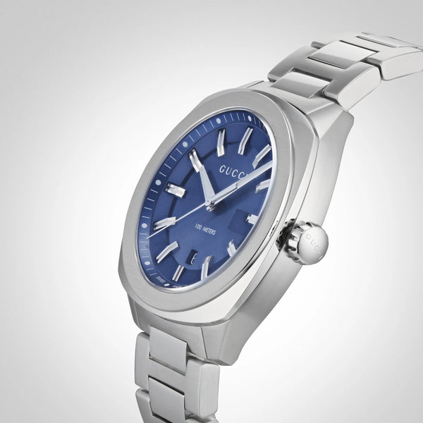 Gucci Men's Silver Stainless Steel, Blue Dial | Ya142303 by i-watch