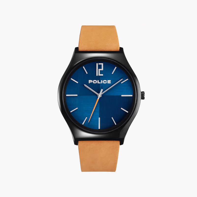 Police Men's Black Stainless Steel Watch, Brown Leather | Pl-15918jsb_03 by i-watch