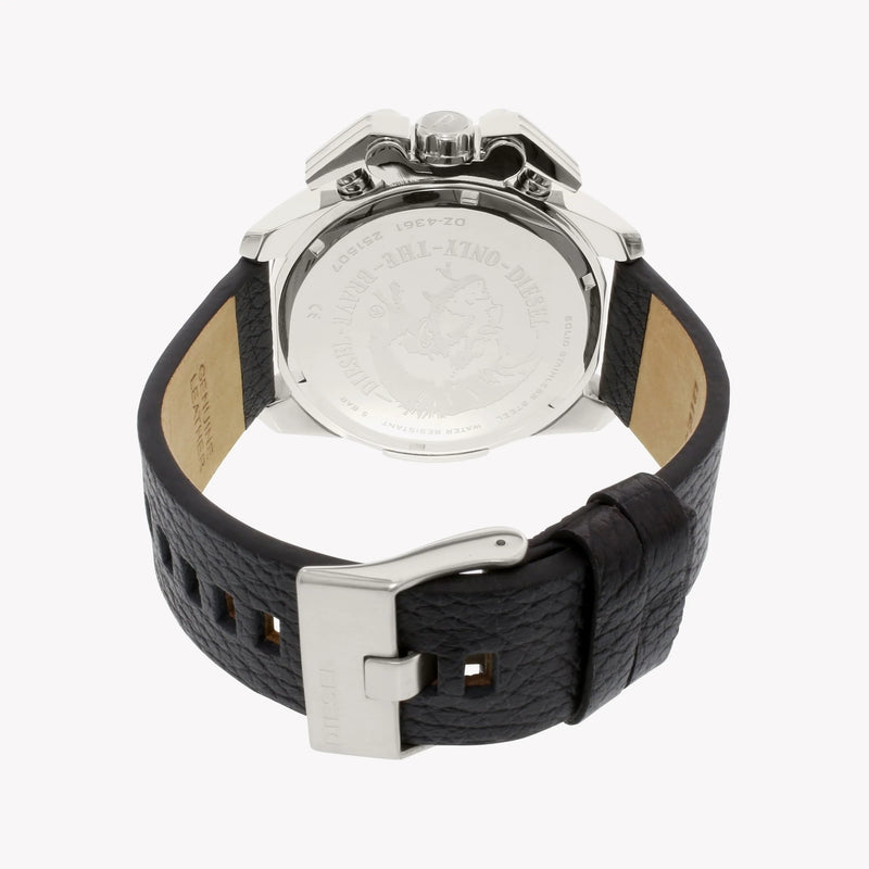 Diesel Men's Silver Watch, Black Leather Band | Dz4361 by i-watch