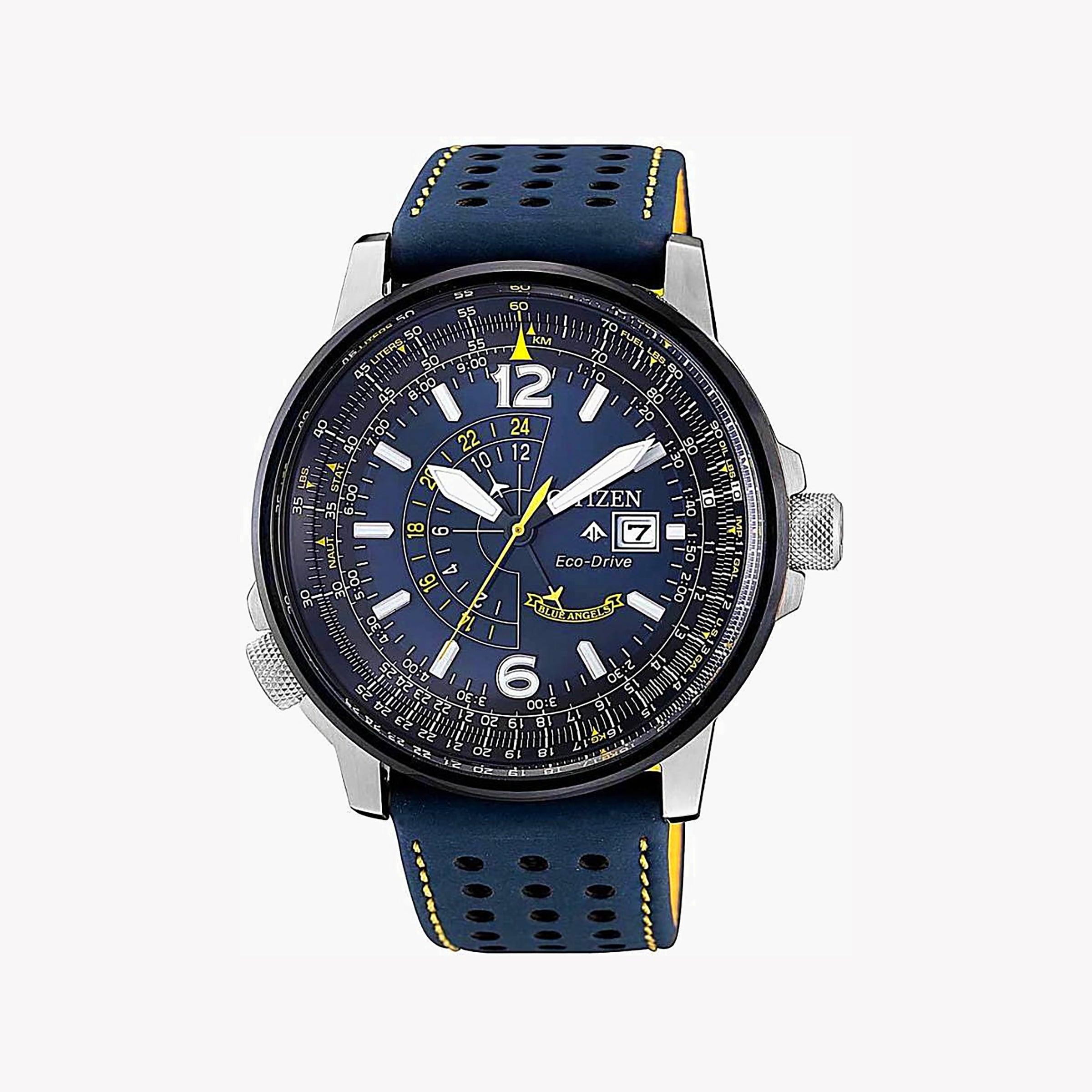 CITIZEN Eco-Drive BJ7007-02L - BOLD ADVENTURER SERIES: Stylish Men's Watch with Blue Dial & Leather Band