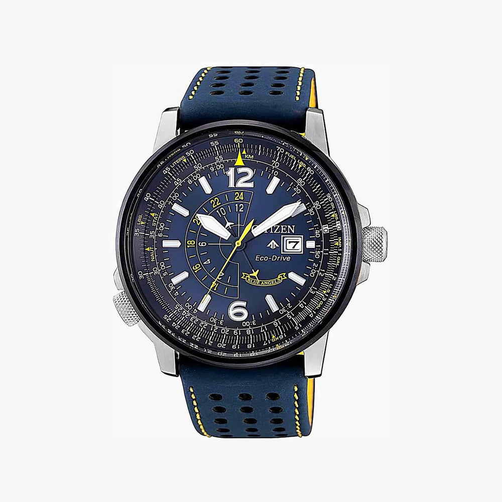 Citizen Eco-Drive Bj7007-02l - Bold Adventurer Series: Stylish Men's Watch With Blue Dial & Leather Band by i-watch