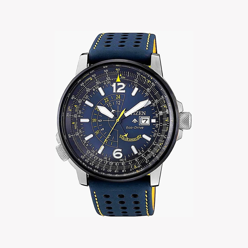 Citizen Eco-Drive Bj7007-02l - Bold Adventurer Series: Stylish Men's Watch With Blue Dial & Leather Band by i-watch