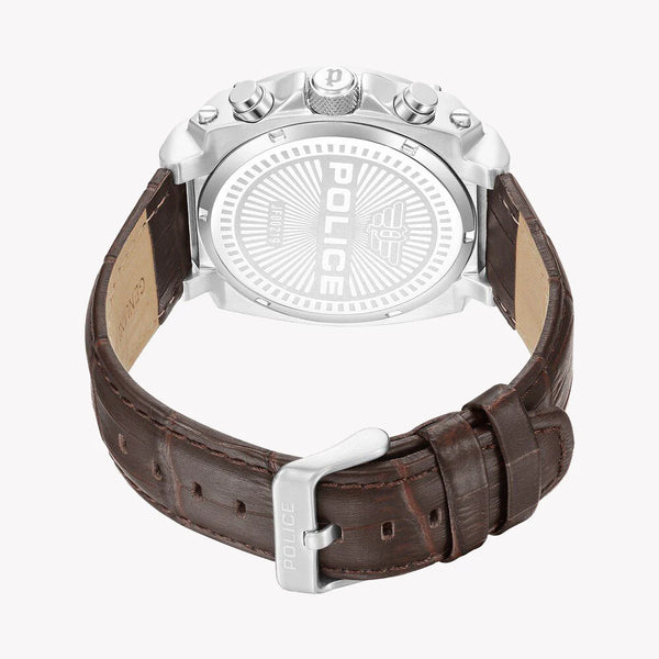 Police Men's Silver Stainless Steel, Brown Leather | Pewjf0021902 by i-watch