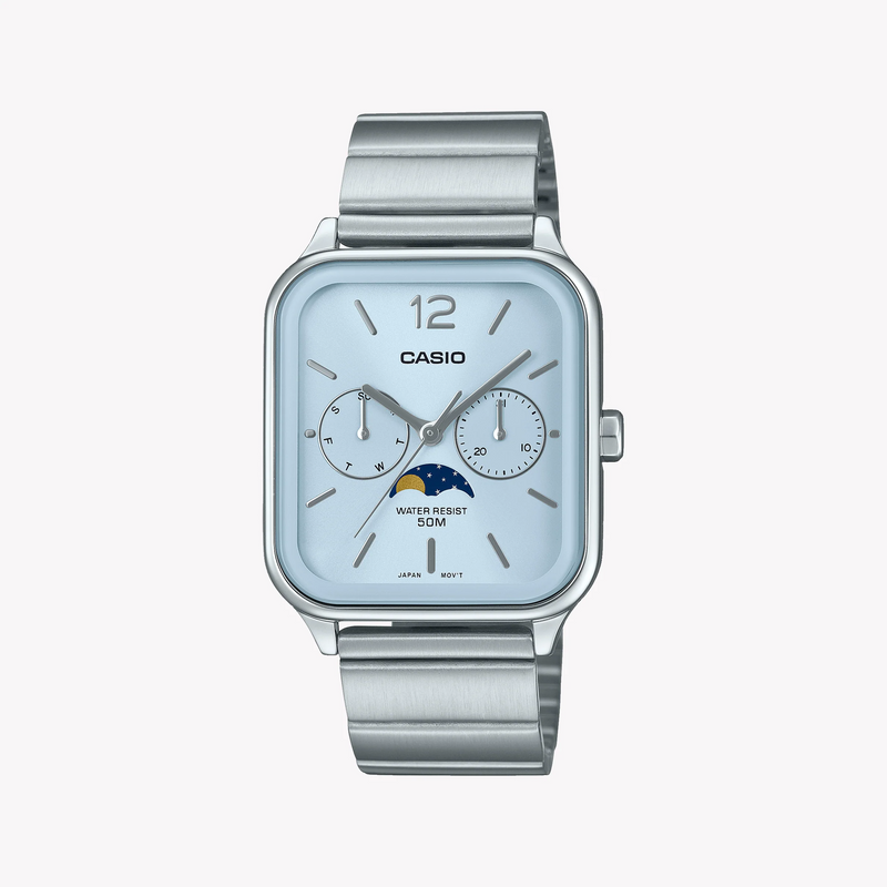Casio Men's Silver Stainless Steel, Blue Dial | Mtp-M305d-2avdf by i-watch
