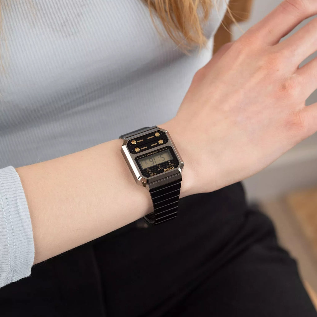 SKU A100WEGG-1A2E TIMELESS ELEGANCE - SOPHISTICATED UNISEX WATCH WITH METAL STRAP AND GREY BLACK DISPLAY-i-Watch-5