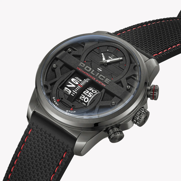 Police Men's Silver Stainless Steel, Black Silicone | Pewjm0006505 by i-watch
