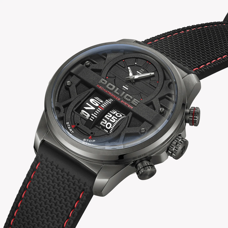 Police Men's Silver Stainless Steel, Black Silicone | Pewjm0006505 by i-watch