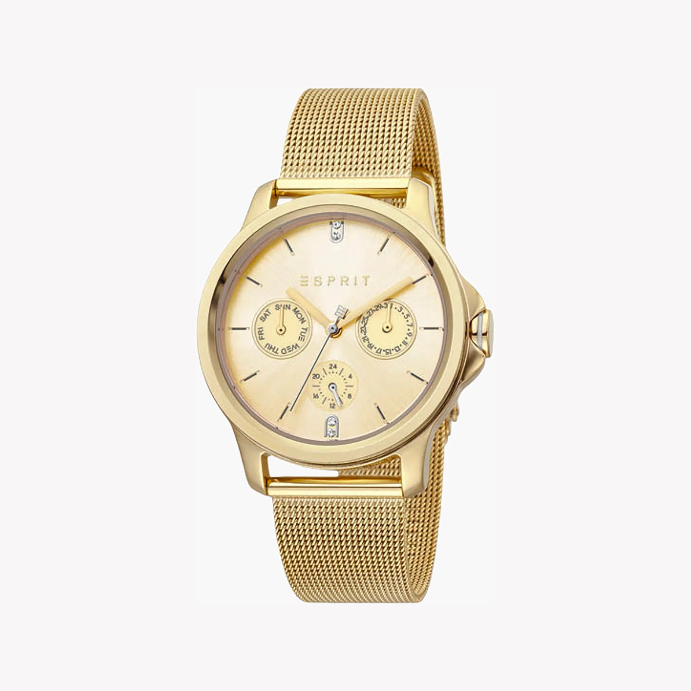 ESPRIT Women's Watch with Gold Stainless Steel Case and Gold Stainless Steel Band