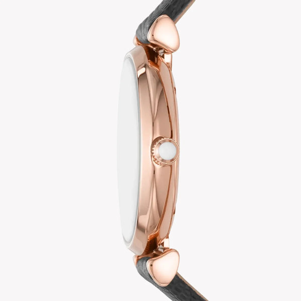 Emporio Armani Women's Rose Gold Watch, Black Leather | Ar11387 by i-watch