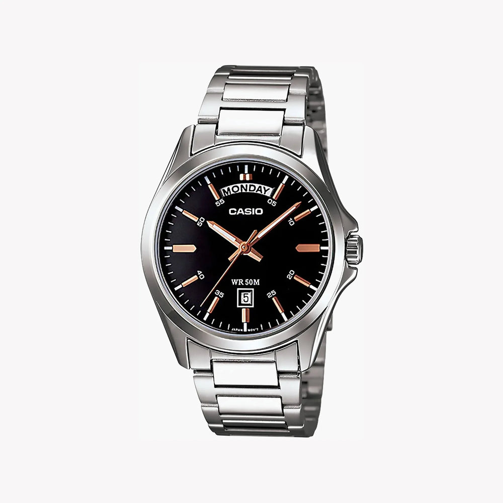 Casio Men's Stainless Steel Watch, Black Dial | Mtp-1370d-1a2vdf by i-watch