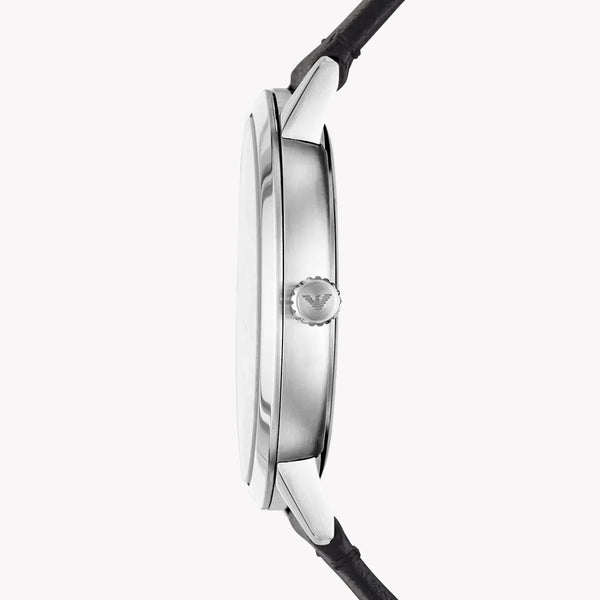 Emporio Armani Men's Black Leather Watch, Silver Case | Ar11193 by i-watch