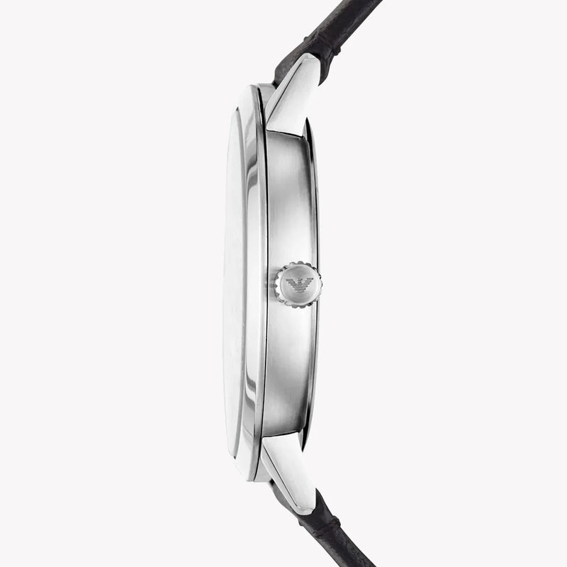 Emporio Armani Men's Black Leather Watch, Silver Case | Ar11193 by i-watch