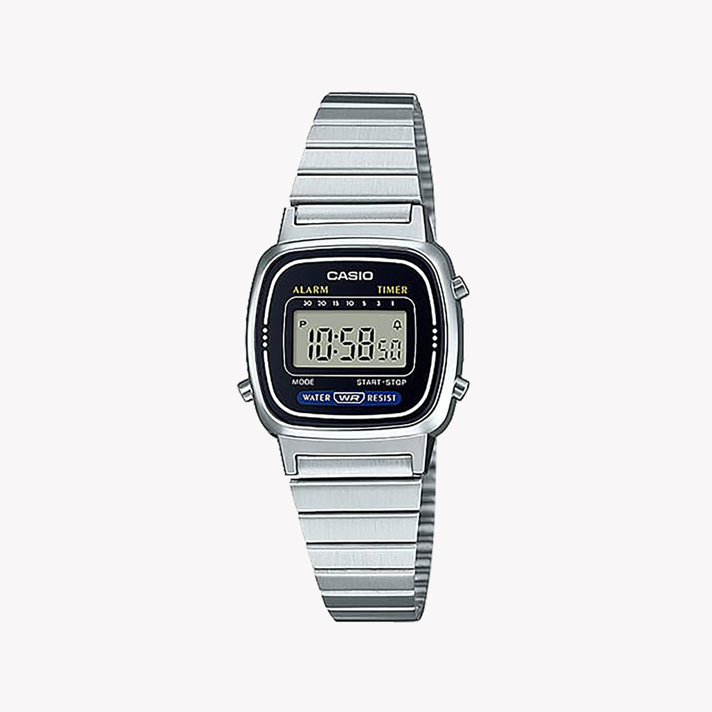 CASIO LA-670WA-1DF ELEGANT CHARM - CLASSIC FEMININE DIGITAL WATCH with Silver Strap and Refined Aesthetic