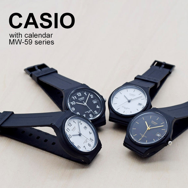 Casio MW-59-7BV Analoge schwarze Unisex-Uhr