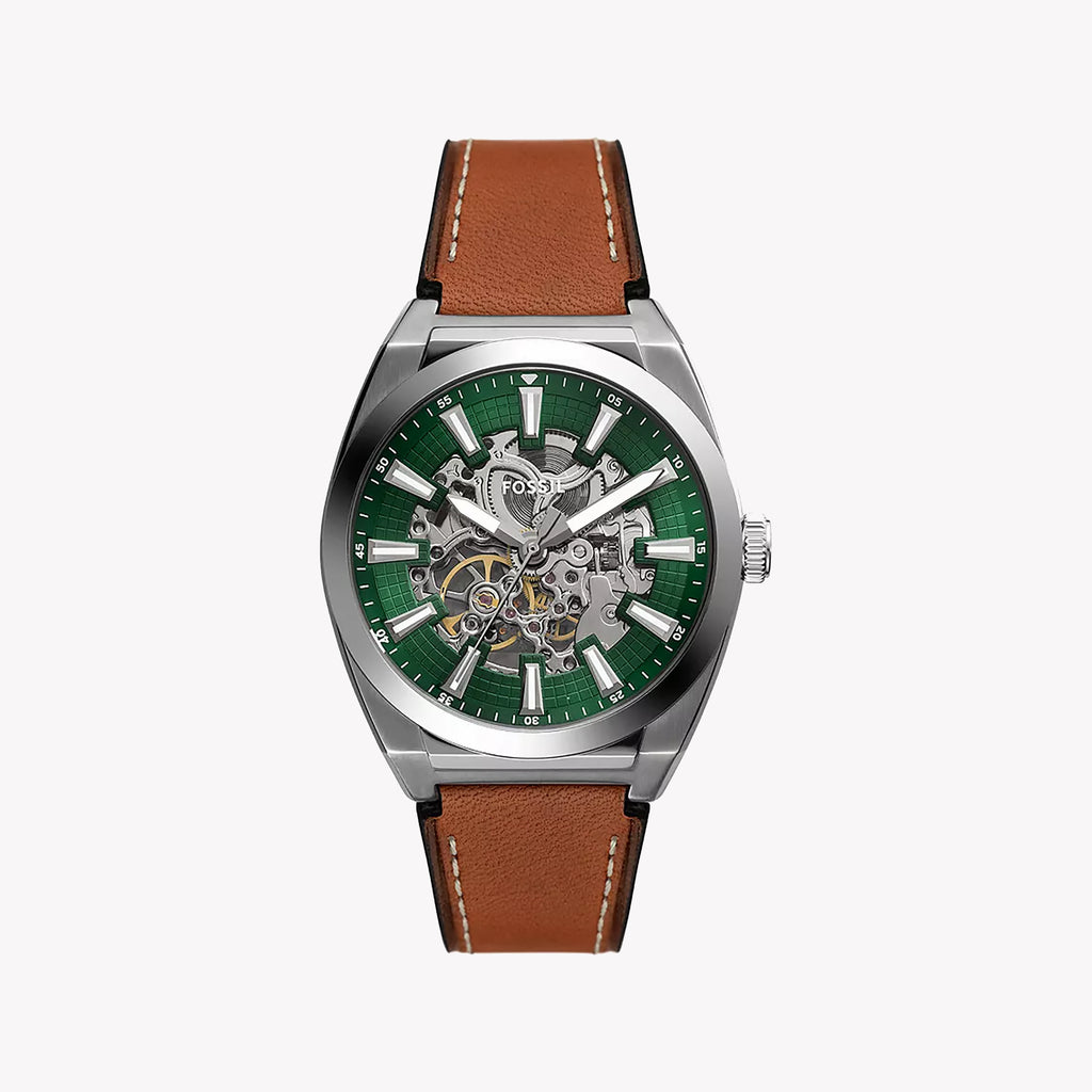 FOSSIL ME3261 RUGGED ELEGANCE - MODERN MEN'S TIMEPIECE WITH GREEN DIAL AND LEATHER BAND