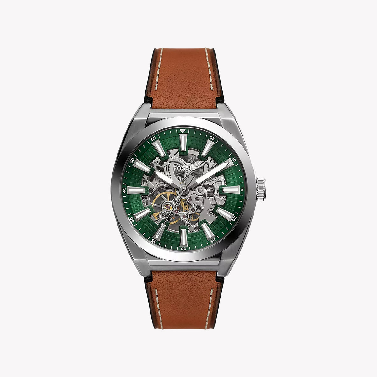 FOSSIL ME3261 RUGGED ELEGANCE - MODERN MEN'S TIMEPIECE WITH GREEN DIAL AND LEATHER BAND
