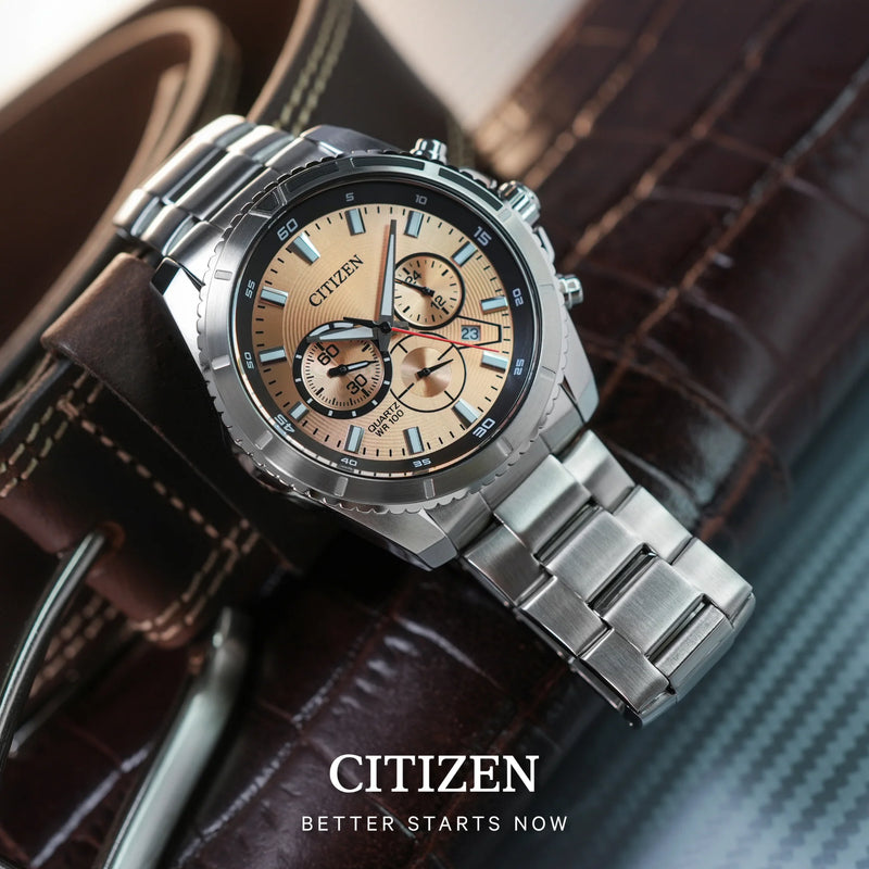 Citizen Men's Silver Stainless Steel Watch, Peach Dial | An8200-50x by i-watch