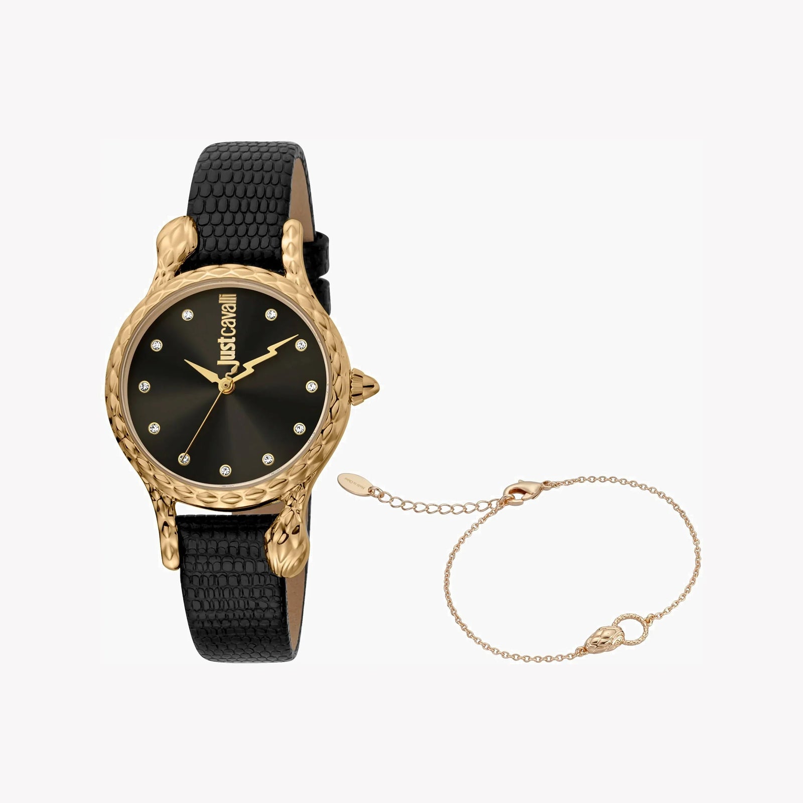 Just Cavalli Women's Black Leather Watch, Gold Case | Jc1l125l0025 by i-watch
