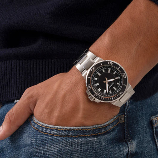 Guess Men's Silver Stainless Steel Watch, Black Dial | Gw0426g1 by i-watch